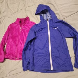 Girls Columbia Bundle Xs Windbreaker  Coat And Fleece Jacket
